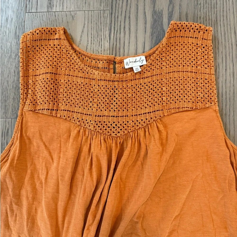 Orange Sleeveless Top with Crochet Detail - Picture 3 of 5